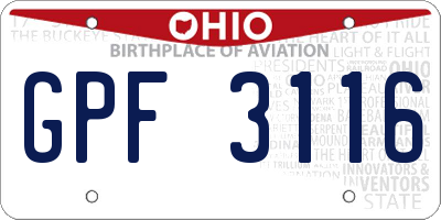 OH license plate GPF3116
