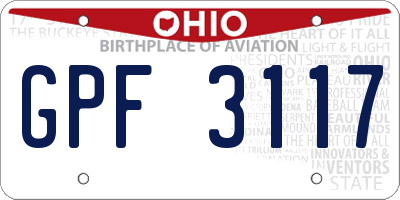 OH license plate GPF3117