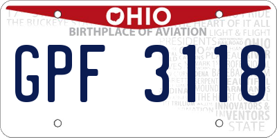 OH license plate GPF3118