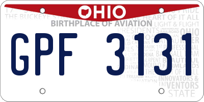 OH license plate GPF3131