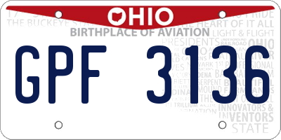 OH license plate GPF3136