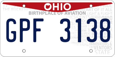 OH license plate GPF3138