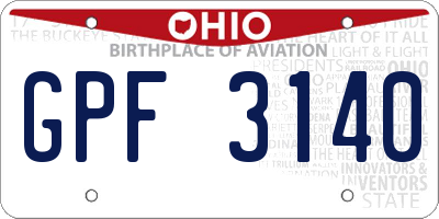 OH license plate GPF3140