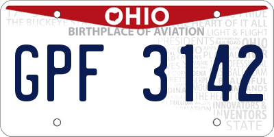 OH license plate GPF3142