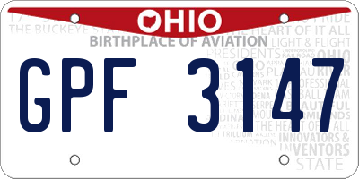 OH license plate GPF3147