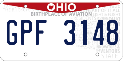OH license plate GPF3148