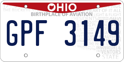 OH license plate GPF3149