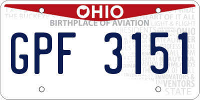 OH license plate GPF3151