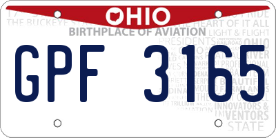 OH license plate GPF3165