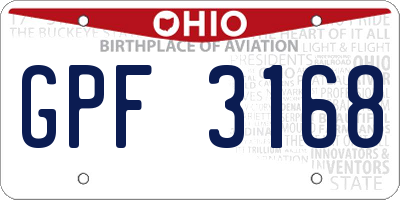 OH license plate GPF3168