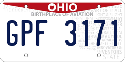OH license plate GPF3171