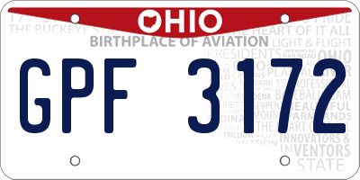 OH license plate GPF3172