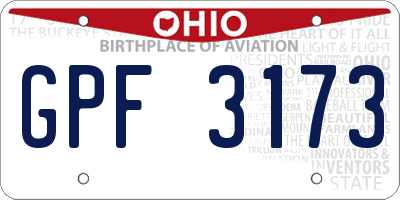 OH license plate GPF3173