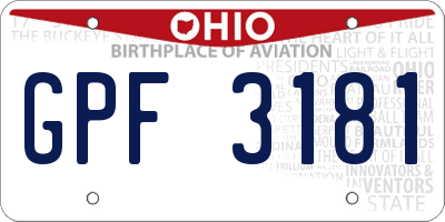 OH license plate GPF3181