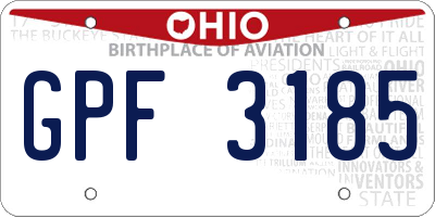 OH license plate GPF3185