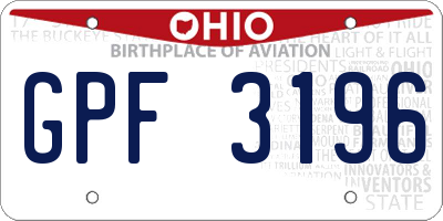 OH license plate GPF3196
