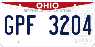 OH license plate GPF3204
