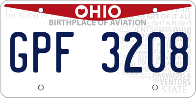 OH license plate GPF3208