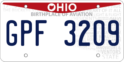 OH license plate GPF3209