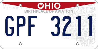 OH license plate GPF3211