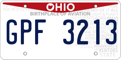 OH license plate GPF3213