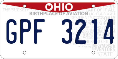 OH license plate GPF3214