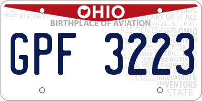 OH license plate GPF3223