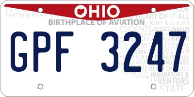 OH license plate GPF3247