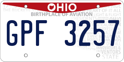 OH license plate GPF3257
