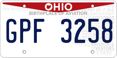 OH license plate GPF3258