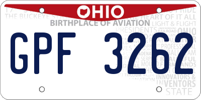 OH license plate GPF3262