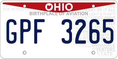 OH license plate GPF3265