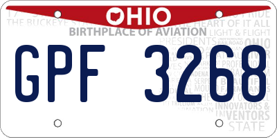 OH license plate GPF3268