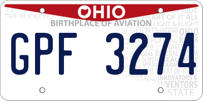 OH license plate GPF3274