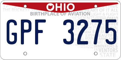 OH license plate GPF3275