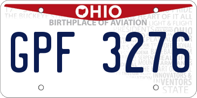 OH license plate GPF3276