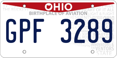 OH license plate GPF3289