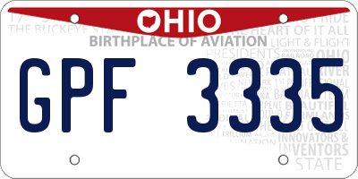 OH license plate GPF3335