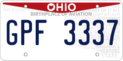 OH license plate GPF3337