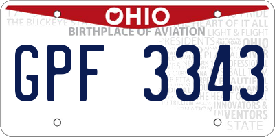 OH license plate GPF3343