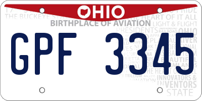 OH license plate GPF3345