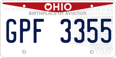 OH license plate GPF3355