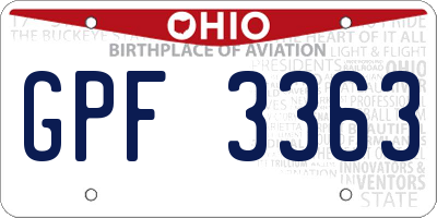 OH license plate GPF3363