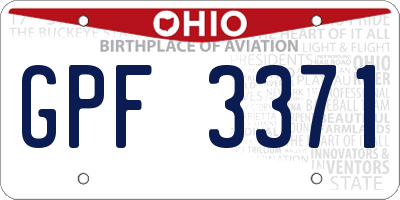 OH license plate GPF3371