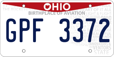 OH license plate GPF3372