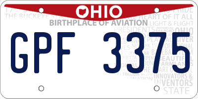 OH license plate GPF3375