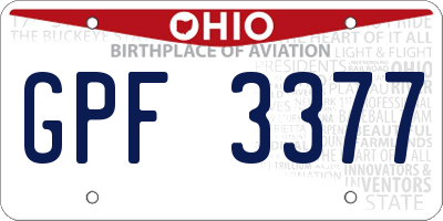 OH license plate GPF3377