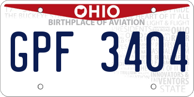 OH license plate GPF3404
