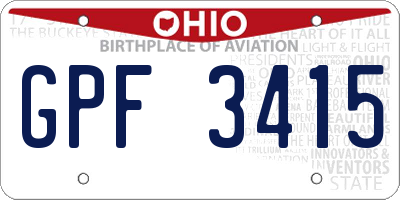 OH license plate GPF3415