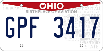 OH license plate GPF3417